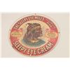 Image 1 : Colorful “Old Sleepy Eye” two-sided color  advertiser, with protective frame showing an  Indian trad