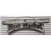 Image 1 : Large painted wooden sign approximately 21”  in height and 75” in length; aged white paint  backgrou