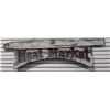 Image 3 : Large painted wooden sign approximately 21”  in height and 75” in length; aged white paint  backgrou