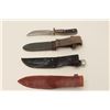 Image 2 : Lot of knives including 1. Military ground  and sharpened blade; black scabbard; WW II  era; 2. Schr