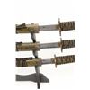Image 2 : Lot of 3 modern decorator display or prop  samurai swords with sheaths and sword stand.       Est.: 