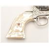 Image 12 : Colt SAA revolver, engraved, .45 caliber,  4.75” barrel, nickel finish, later raised  carved pearl g