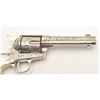 Image 15 : Colt SAA revolver, engraved, .45 caliber,  4.75” barrel, nickel finish, later raised  carved pearl g