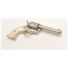 Image 16 : Colt SAA revolver, engraved, .45 caliber,  4.75” barrel, nickel finish, later raised  carved pearl g