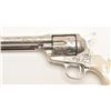 Image 8 : Colt SAA revolver, engraved, .45 caliber,  4.75” barrel, nickel finish, later raised  carved pearl g