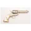 Image 4 : Engraved Colt SAA revolver, .45 caliber,  4.75” barrel, old re-nickel finish, two-piece  pearl grips