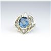 Image 2 : Dazzling ladies ballerina design ring  featuring an oval blue sapphire weighing 4.63  carats and sur