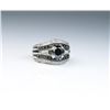 Image 1 : Classic ladies Platinum/14 karat white gold  ring featuring a center Black diamond  weighing over 1.