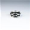 Image 3 : Classic ladies Platinum/14 karat white gold  ring featuring a center Black diamond  weighing over 1.