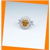 Image 2 : Stunning ladies ring featuring a Mandarin  Orange sapphire weighing approx. 3.00 carats  and micro s