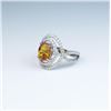 Image 4 : Stunning ladies ring featuring a Mandarin  Orange sapphire weighing approx. 3.00 carats  and micro s