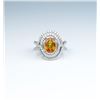 Image 5 : Stunning ladies ring featuring a Mandarin  Orange sapphire weighing approx. 3.00 carats  and micro s