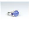 Image 1 : Contemporary design ladies ring featuring a  fine Purple Jade and set with 40 round  diamonds weighi
