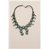 Image 1 : Sterling Silver Squash Blossom style American  Indian made Necklace mounted with turquoise.  collect