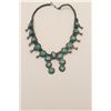 Image 2 : Sterling Silver Squash Blossom style American  Indian made Necklace mounted with turquoise.  collect