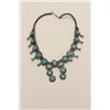 Image 5 : Sterling Silver Squash Blossom style American  Indian made Necklace mounted with turquoise.  collect