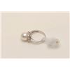 Image 2 : O.M.M. Ayoya Pearl Ring mounted in Platinum  (approx. 5.8 gr.) Vintage Estate piece.  Est$400-800