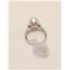 Image 3 : O.M.M. Ayoya Pearl Ring mounted in Platinum  (approx. 5.8 gr.) Vintage Estate piece.  Est$400-800