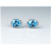 Image 1 : Dazzling ladies earrings featuring two  matching Swiss Blue Topaz weighing approx.  4.00 carats and 