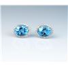 Image 3 : Dazzling ladies earrings featuring two  matching Swiss Blue Topaz weighing approx.  4.00 carats and 