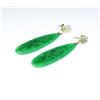 Image 1 : Very nice pair of intense green Jadeite/Jade  earrings averaging almost two inches in  length in 14 