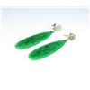 Image 3 : Very nice pair of intense green Jadeite/Jade  earrings averaging almost two inches in  length in 14 