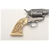 Image 5 : Colt SAA revolver, .32 W.C.F. caliber, 4.75”  barrel, blued finish, old raised carved ivory  grips, 
