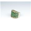 Image 2 : Incredible mosaic design ring featuring over  forty natural round fern green emeralds  weighing appr