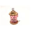 Image 1 : Brass and Cranberry glass hanging lantern.   The lantern is in good overall condition with  brass ha