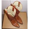 Image 1 : Pair of Mens  Exotic Cowboy boots. Sienna  colored lizard lower a stitched upper. Great  pattern. Ho