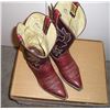 Image 1 : Pair of Mens Exotic Boots. Reddish brown  elephant lowers with chocolate brown stitched  uppers. Hon