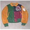 Image 2 : 35th Anniversary NFR Jacket, Patchwork wool  front in navy, green and burgundy with snap  closure. B