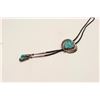 Image 1 : Large natural turquoise  nugget bolo tie  signed “R.L.B.” (Begay family?); high  quality.    From th