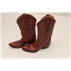 Image 1 : Pair of man’s size 8 chocolate colored lizard  skin boots in box; very good condition.     From the 