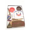 Image 1 : Large riker case of U.S. military items  including soft caps, U.S.M.C. silk banner,  ashtrays, cigar