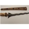 Image 3 : Kris dagger with sheath, approximately 22”  overall with deity grip containing  multi-color stones. 