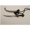 Image 3 : Jambia knife with hammered metal scabbard,  approximately 17” overall, wood grip and  black woven co