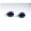 Image 2 : Elegant earrings featuring two matching oval  blue Sapphires weighing 8.50 carats and six  side acce