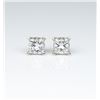 Image 2 : Spectacular ladies earrings featuring two  fine matching Princess cut diamonds weighing  1.42 carats