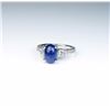 Image 2 : High quality ring featuring a fine cabochon  Natural blue sapphire weighing 2.97 carats  set with 58