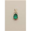 Image 1 : Approximately 1.25-1.5ct Pear Shape Natural  Bright Green Emerald mounted in 14K Yellow  Gold Pendan