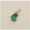 Image 2 : Approximately 1.25-1.5ct Pear Shape Natural  Bright Green Emerald mounted in 14K Yellow  Gold Pendan