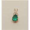 Image 4 : Approximately 1.25-1.5ct Pear Shape Natural  Bright Green Emerald mounted in 14K Yellow  Gold Pendan