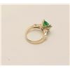 Image 3 : One exceptional trilliant cut Green garnet  ring set in 14k yellow gold with 2 baguette  diamonds. E
