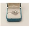 Image 8 : One ladies marquee diamond ring set with  rounds and baguettes side,in 14k white gold.  Center marqu
