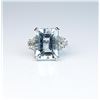 Image 1 : Estate ladies ring featuring a large  Aquamarine weighing approx. 20.00 carats and  six round diamon