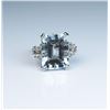 Image 4 : Estate ladies ring featuring a large  Aquamarine weighing approx. 20.00 carats and  six round diamon