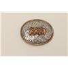 Image 1 : Vintage sterling marked western style belt  buckle with 3 stallions at the center. Hand  engraved an