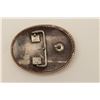 Image 2 : Vintage sterling marked western style belt  buckle with 3 stallions at the center. Hand  engraved an