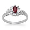 Image 1 : 0.45 CTW Ruby & Diamond Ring 18K White Gold - REF-36W9H - 12416